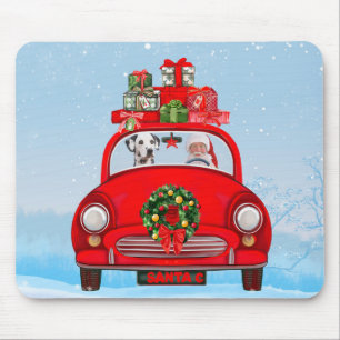 Dalmatiner mit dem Weihnachtsmann im Auto Mousepad
