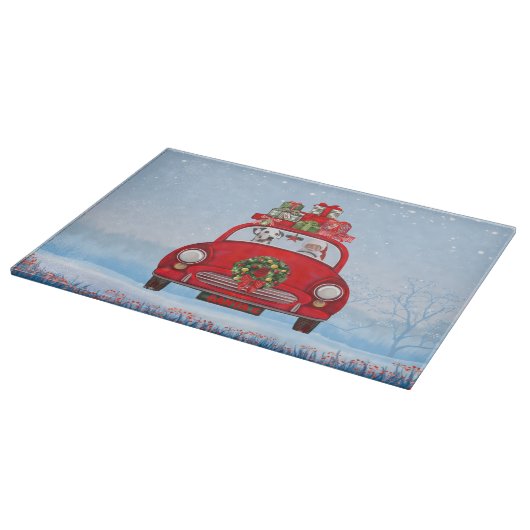 Dalmatiner mit dem Weihnachtsmann im Auto Schneidebrett (Ecke)