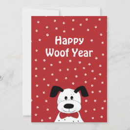 Dalmatiner mit der Krawatte "Happy Woof Year" Feiertagskarte