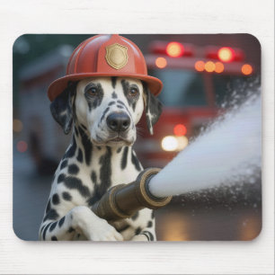 Dalmatiner mit Feuerwehrschlauch Mousepad