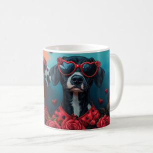 Dalmatiner mit Herz Rosen Valentinstag  Kaffeetasse
