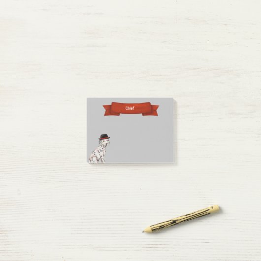 Dalmatiner mit Hutanstrich Post-it Klebezettel (Auf Schreibtisch)