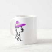 Dalmatiner mit Lila, breitgefächerten Hut Kaffeetasse (Vorderseite Links)