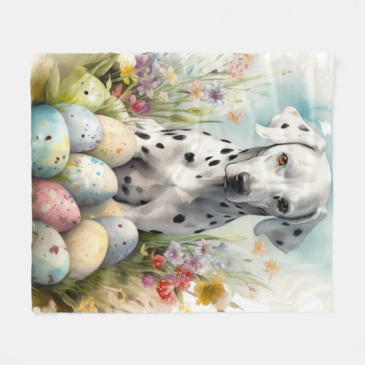 Dalmatiner mit Ostereiern Fleecedecke (Vorderseite (Horizontal))