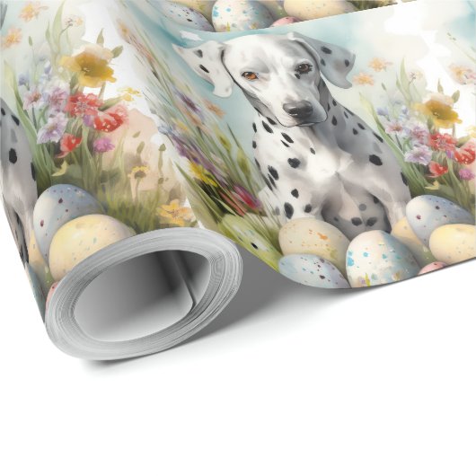 Dalmatiner mit Ostereiern Geschenkpapier (Rolleneckpunkt)