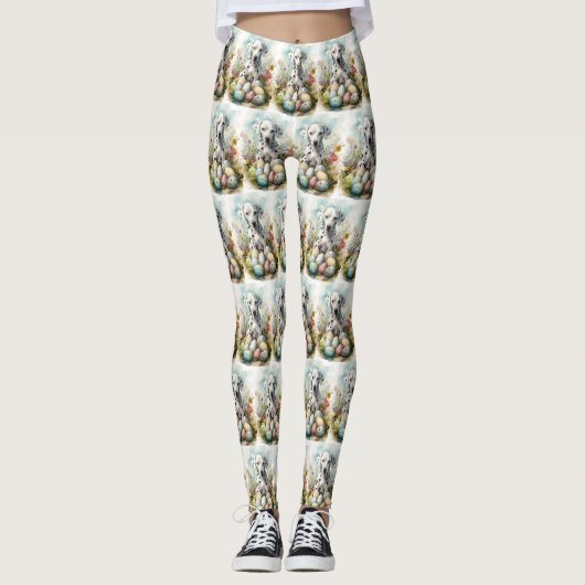 Dalmatiner mit Ostereiern Leggings (Vorderseite)