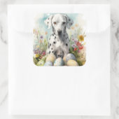 Dalmatiner mit Ostereiern Quadratischer Aufkleber (Tasche)