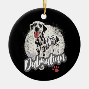 Dalmatiner mit Pfote Vintage-Hundefreunde-Design Keramik Ornament
