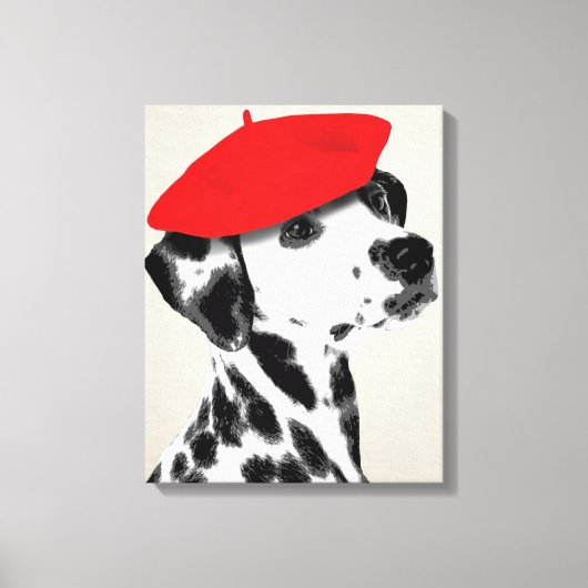 Dalmatiner mit Red Beret Leinwanddruck (Vorderseite)