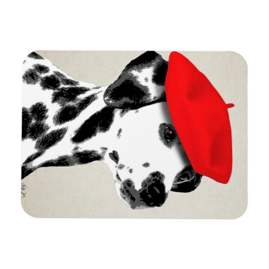 Dalmatiner mit Red Beret Magnet (Horizontal)