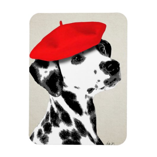 Dalmatiner mit Red Beret Magnet (Vertikal)