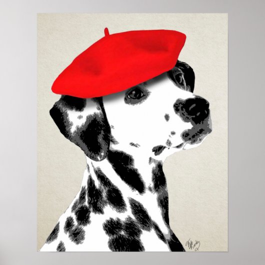 Dalmatiner mit Red Beret Poster (Vorne)