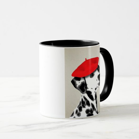 Dalmatiner mit Red Beret Tasse (VorderseiteRechts)