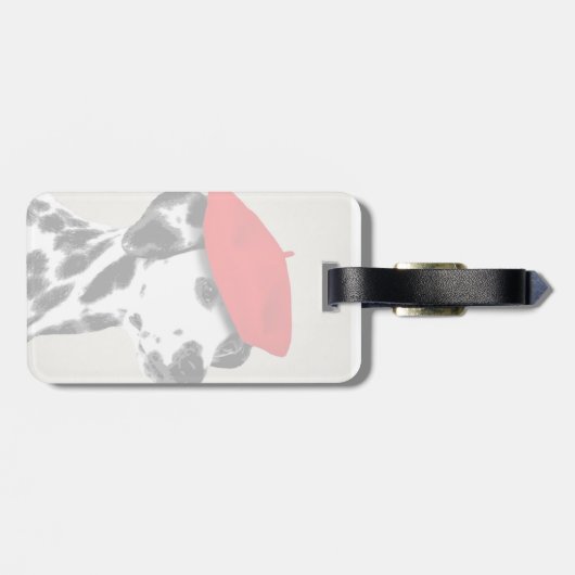 Dalmatiner mit rotem Barett Gepäckanhänger (Rückseite horizontal)