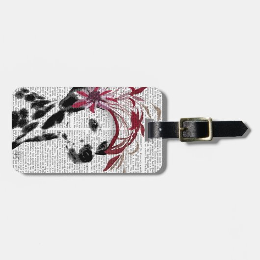 Dalmatiner mit rotem Faszinator Gepäckanhänger (Vorderseite horizontal)