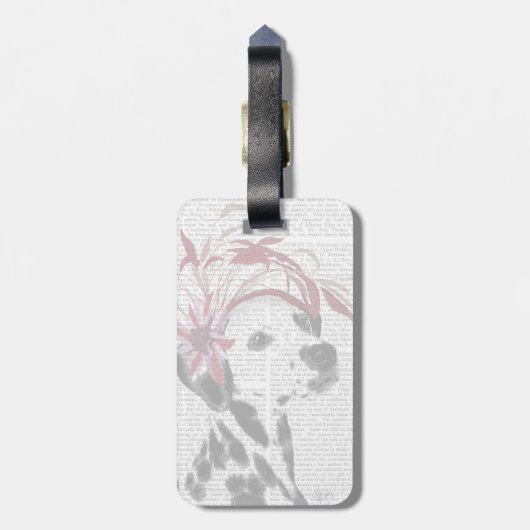 Dalmatiner mit rotem Faszinator Gepäckanhänger (Rückseite vertikal)