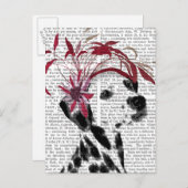 Dalmatiner mit rotem Faszinator Postkarte (Vorne/Hinten)