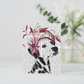 Dalmatiner mit rotem Faszinator Postkarte (Stehend Vorderseite)