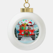 Dalmatiner mit Weihnachtsgeschenke Keramik Kugel-Ornament (Vorderseite)