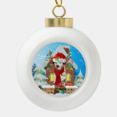 Dalmatiner mit Weihnachtsgeschenke Keramik Kugel-Ornament (Vorderseite)