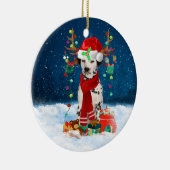 Dalmatiner mit Weihnachtsgeschenke Keramik Ornament (Rechts)