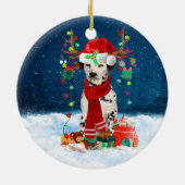 Dalmatiner mit Weihnachtsgeschenke Keramik Ornament (Hinten)