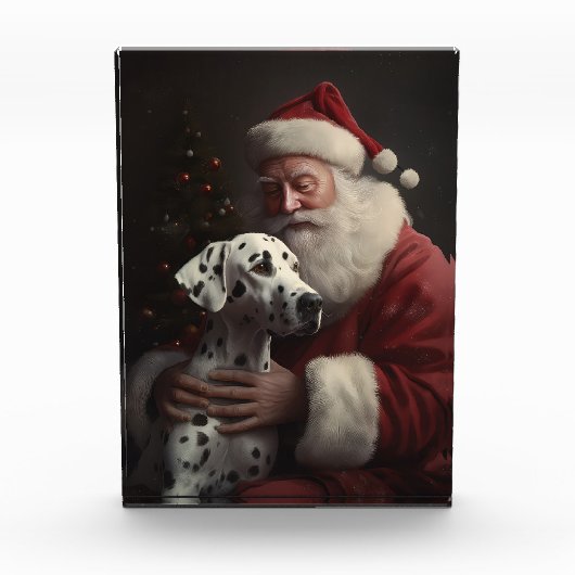 Dalmatiner mit Weihnachtsmann Weihnachten Fotoblock (Vorderseite)