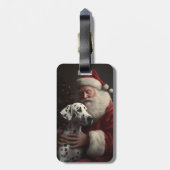 Dalmatiner mit Weihnachtsmann Weihnachten Gepäckanhänger (Rückseite vertikal)