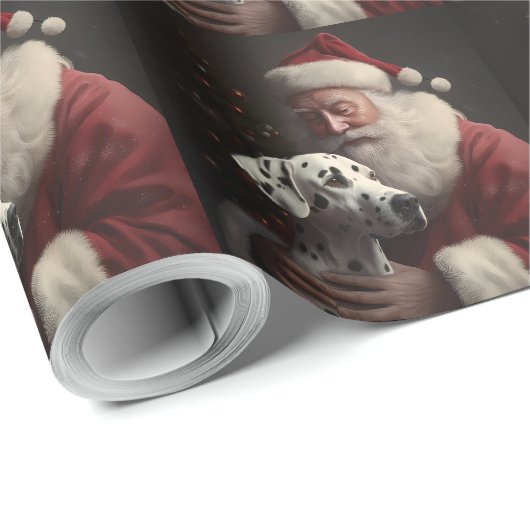 Dalmatiner mit Weihnachtsmann Weihnachten Geschenkpapier (Rolleneckpunkt)