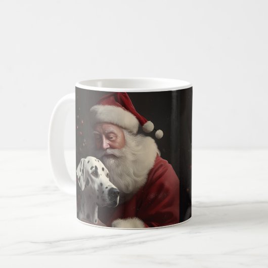 Dalmatiner mit Weihnachtsmann Weihnachten Kaffeetasse (Vorderseite Links)