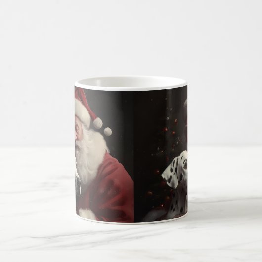 Dalmatiner mit Weihnachtsmann Weihnachten Kaffeetasse (Mittel)