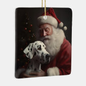 Dalmatiner mit Weihnachtsmann Weihnachten Keramikornament (Rechts)