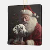 Dalmatiner mit Weihnachtsmann Weihnachten Keramikornament (Links)