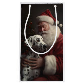 Dalmatiner mit Weihnachtsmann Weihnachten Kleine Geschenktüte (Vorderseite)