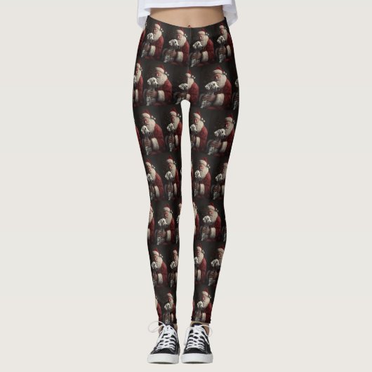 Dalmatiner mit Weihnachtsmann Weihnachten Leggings (Vorderseite)