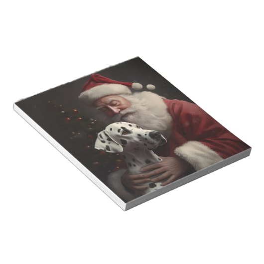 Dalmatiner mit Weihnachtsmann Weihnachten Notizblock (angewinkelt)