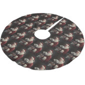 Dalmatiner mit Weihnachtsmann Weihnachten Polyester Weihnachtsbaumdecke (Schrägansicht)