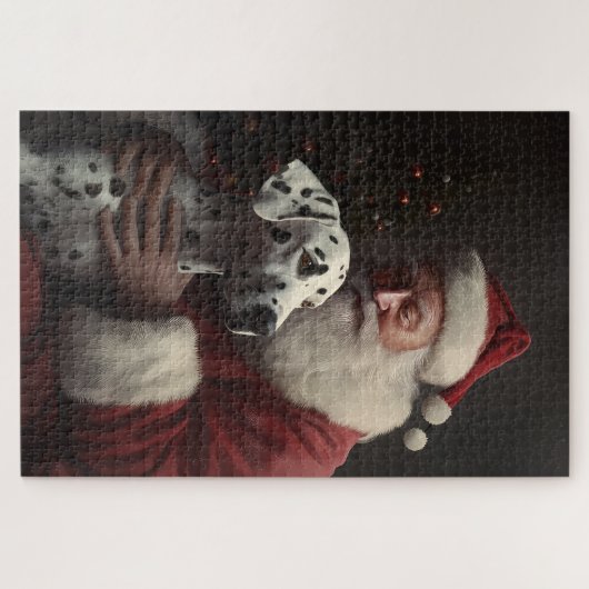 Dalmatiner mit Weihnachtsmann Weihnachten Puzzle (Horizontal)