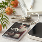 Dalmatiner mit Weihnachtsmann Weihnachten Schlüsselanhänger (Vorderseite rechts)