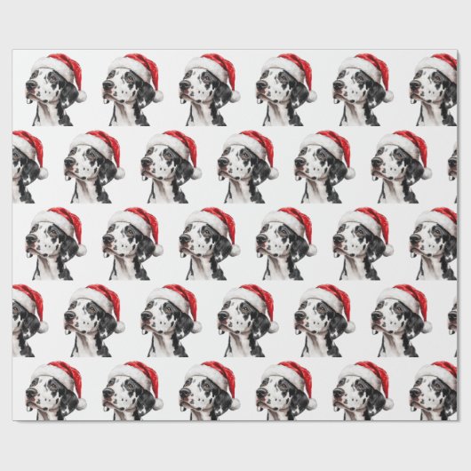 Dalmatiner mit Weihnachtsmannmütze Geschenkpapier (Flach)