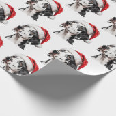 Dalmatiner mit Weihnachtsmannmütze Geschenkpapier (Ecke)