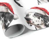 Dalmatiner mit Weihnachtsmannmütze Geschenkpapier (Rolleneckpunkt)