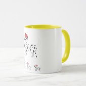 Dalmatiner mit Welpen Combi Tasse zwei Töne. (VorderseiteRechts)