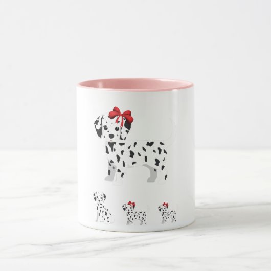 Dalmatiner mit Welpen Combo Tasse zwei Töne. (Zentrum)