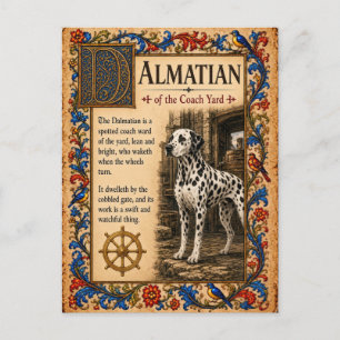 Dalmatiner, mittelalterliche Bestiarien-Kunst Postkarte