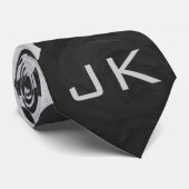 Dalmatiner Monogrtam Schwarz-Weiß-Prints Krawatte (Gerollt)