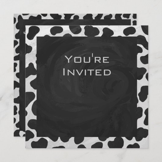 Dalmatiner Monogrtam Schwarzweiß- und Weißdrucke Einladung (Vorne/Hinten)