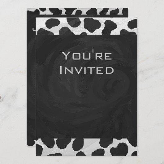 Dalmatiner Monogrtam Schwarzweiß- und Weißdrucke Einladung (Vorne/Hinten)