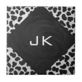 Dalmatiner Monogrtam Schwarzweiß- und Weißdrucke Fliese (Vorderseite)