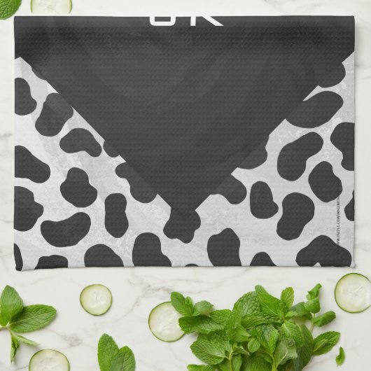 Dalmatiner Monogrtam Schwarzweiß- und Weißdrucke Geschirrtuch (Gefaltet)